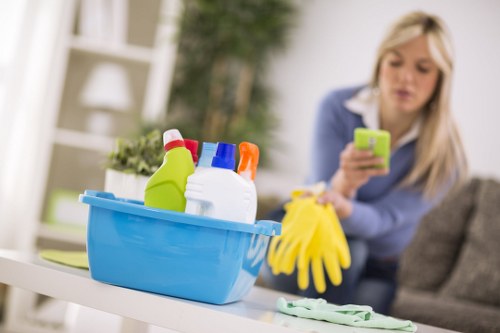Local carpet cleaner treating stains in a Brompton property